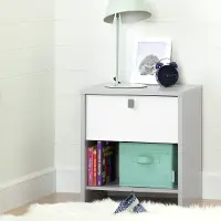 10513 Soft Gray and White Nightstand - Cookie