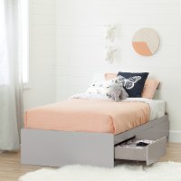 10578 Soft Gray Twin Mates Bed with 3-Drawers (39 Inch)- Cookie