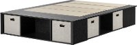 10487 Black Oak Full Size Platform Bed with Storage and Baskets - Flexible-2