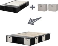 10487 Black Oak Full Size Platform Bed with Storage and Baskets - Flexible-5