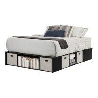 10488 Black Oak Queen Platform Bed with Storage and Baskets - Flexible-3