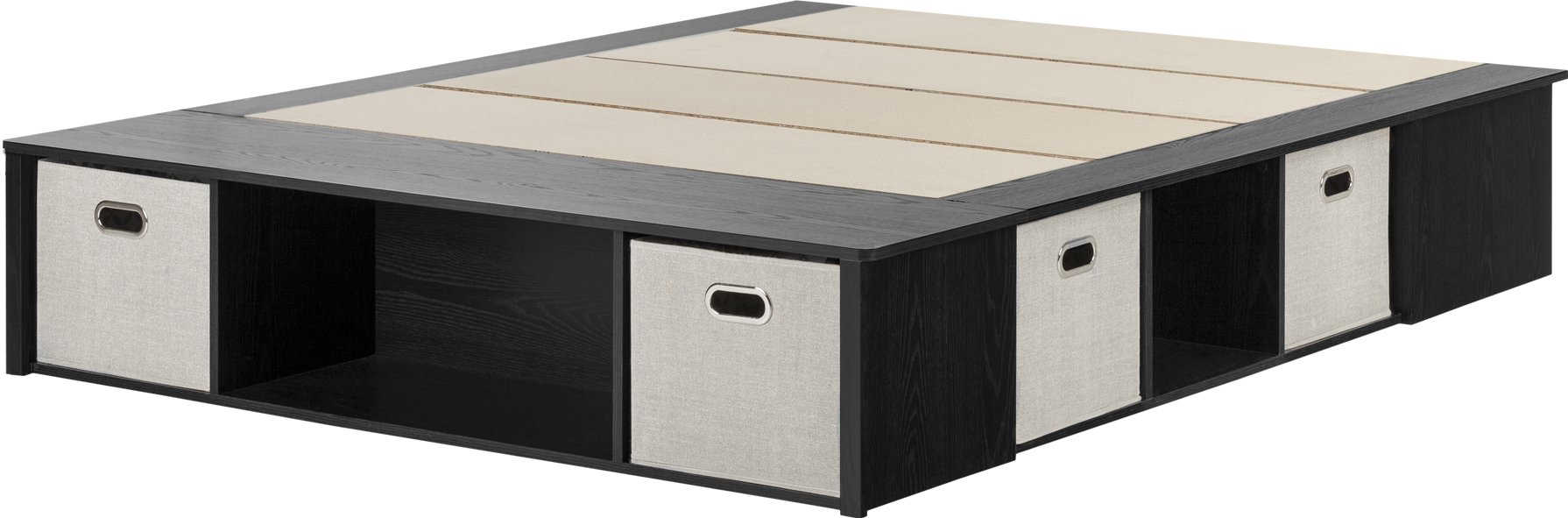 10488 Black Oak Queen Platform Bed with Storage and Baskets - Flexible-4