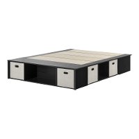 10488 Black Oak Queen Platform Bed with Storage and Baskets - Flexible-4