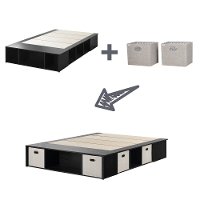 10488 Black Oak Queen Platform Bed with Storage and Baskets - Flexible-5