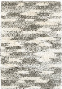 5 x 8 Medium Geometric Shag Gray and Ivory Area Rug - Henderson