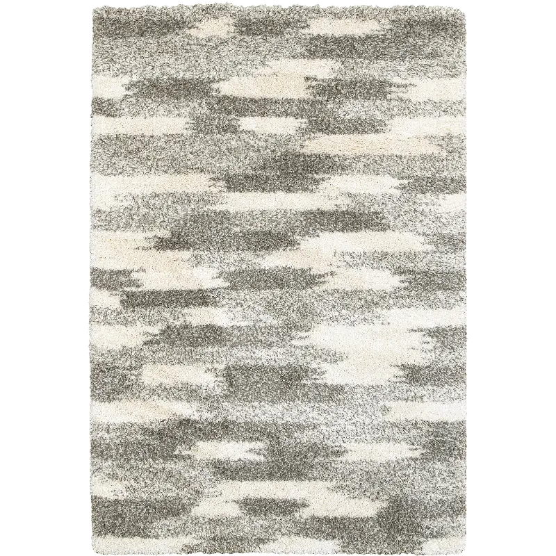 Henderson 5 x 8 Geometric Shag Gray and Ivory Area Rug