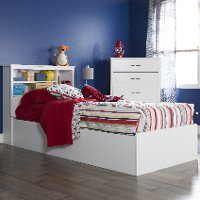 10574 Pure White Twin Mates Bed with 3 Drawers (39 Inch)-5