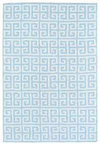 LAL03-17-57 5 x 7 Medium Geometric Ivory and Blue Rug - Lily & Liam