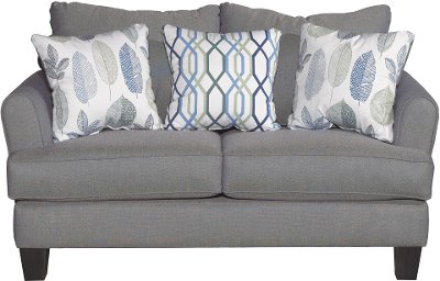 Casual Contemporary Gray-Blue Loveseat - Bryn