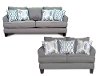 Casual Contemporary Gray-Blue 2 Piece Living Room Set - Bryn