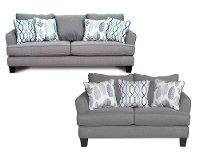 Casual Contemporary Gray-Blue 2 Piece Living Room Set - Bryn