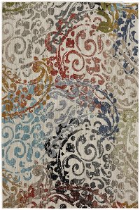 5 x 8 Medium Renne Gray, Mustard Yellow, and Indigo Blue Rug - Metropolitan
