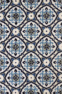 5 x 8 Medium Mosaic Medallion Navy Blue Outdoor Rug - Atrium