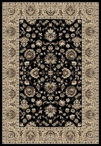 5 x 8 Medium Black, Tan & Burgundy Area Rug - Arabella