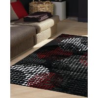 5 x 8 Medium Contemporary Red & Black Area Rug - Platinum