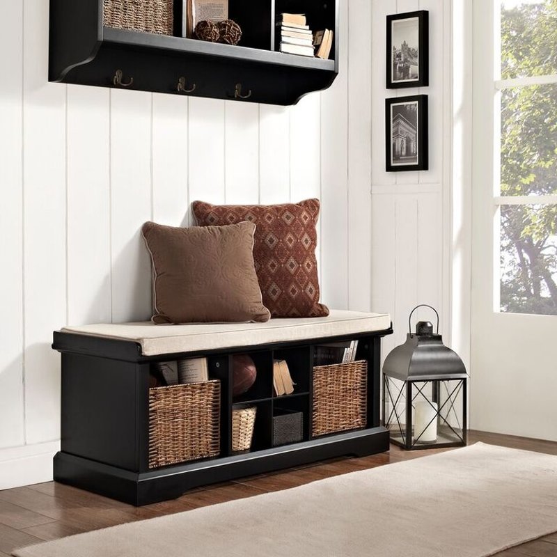 Black Entryway Storage Bench Brennan Rc Willey Furniture Store