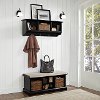 KF60001BK Black 2 Piece Entryway Bench and Shelf Set - Brennan