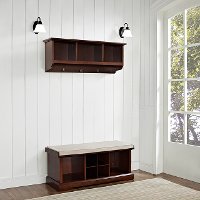 KF60001MA Mahogany 2 Piece Entryway Bench and Shelf Set - Brennan-2