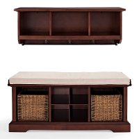 KF60001MA Mahogany 2 Piece Entryway Bench and Shelf Set - Brennan-3