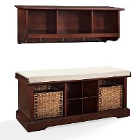 KF60001MA Mahogany 2 Piece Entryway Bench and Shelf Set - Brennan-4