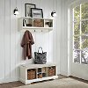 KF60001WH White 2 Piece Entryway Bench and Shelf Set - Brennan -1