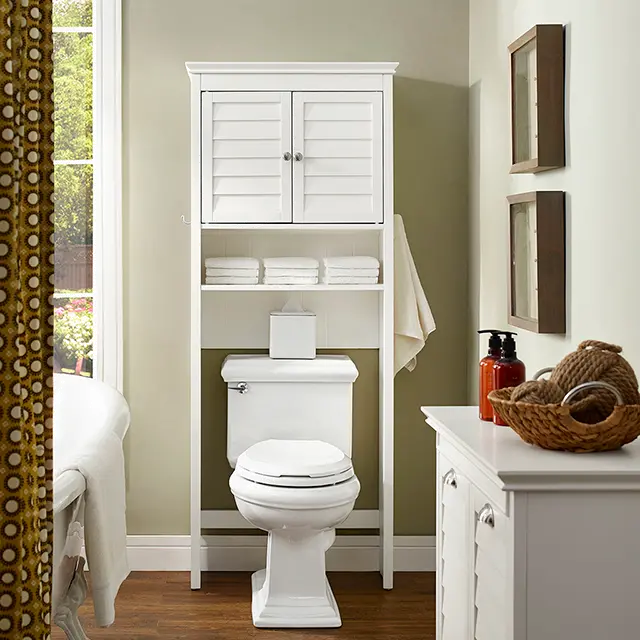 CF7002-WH Lydia White Space Saver Bathroom Shelf-1
