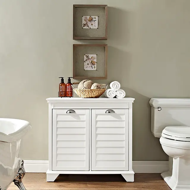 CF7003-WH Lydia White Linen Hamper-1