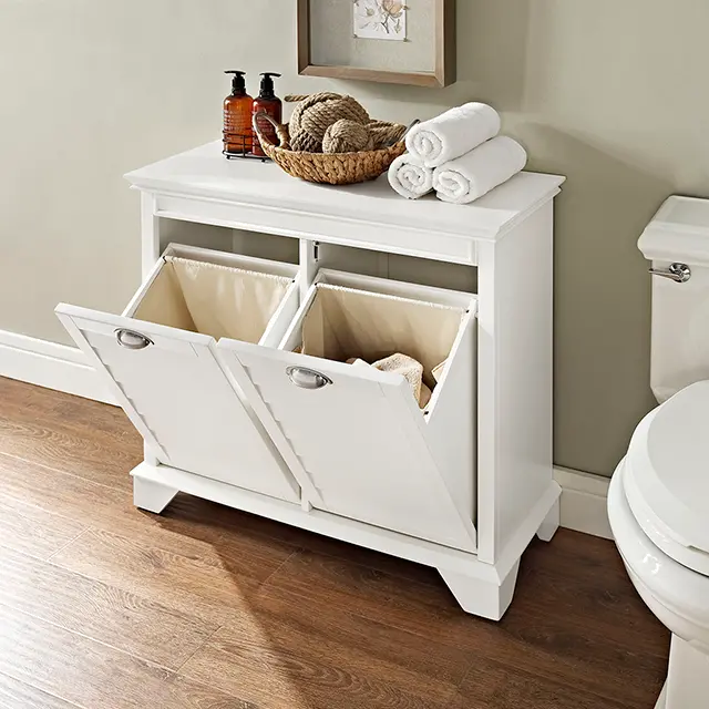 CF7003-WH Lydia White Linen Hamper-2