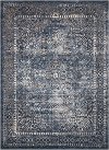 8 x 11 Large Navy Blue, Cream, and Rust Area Rug - Malta