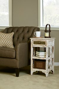 5727-900 Distressed Whitewash Accent Table - Alena