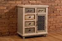 5732-886 Whitewash 5-Drawer and 1-Door Cabinet with Chicken Wire - Larose-3