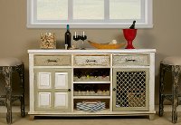 5808-866 Whitewash Console Table with 2- Doors & Wine Rack - Larose