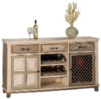 5808-866 Whitewash Console Table with 2- Doors & Wine Rack - Larose-2