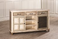 5808-866 Whitewash Console Table with 2- Doors & Wine Rack - Larose-5