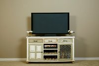 5808-866 Whitewash Console Table with 2- Doors & Wine Rack - Larose-6