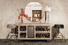 5806-880B Brushed Tan Wood Server with Casters - Bridgewater