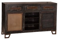 5806-897B Rubbed Black Wood Sofa Table with Wine Rack - Bridgewater