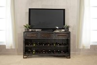 5806-898 Rubbed Black Wood Sofa Table with Wine Rack - Bridgewater