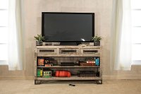 5806-898B Brushed Tan Wood Sofa Table with Wine Rack - Bridgewater