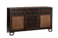 5806-899 Rubbed Black Wood Console Table with Doors - Bridgewater