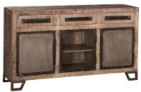 5806-899B Brushed Tan Wood Console Table with Doors - Bridgewater