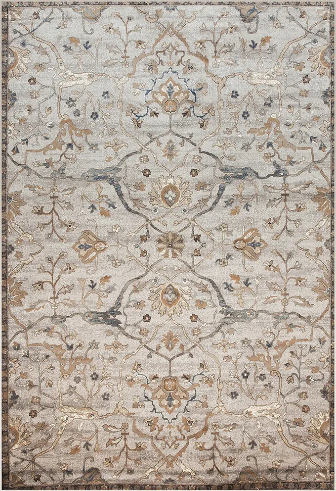 5 x 8 Medium Traditional Ivory and Blue Rug - Sonoma-1