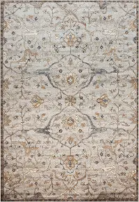 5 x 8 Medium Traditional Ivory and Blue Rug - Sonoma