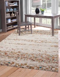 5 x 8 Medium Ivory, Rust, and Teal Blue Rug - Sherpa-2