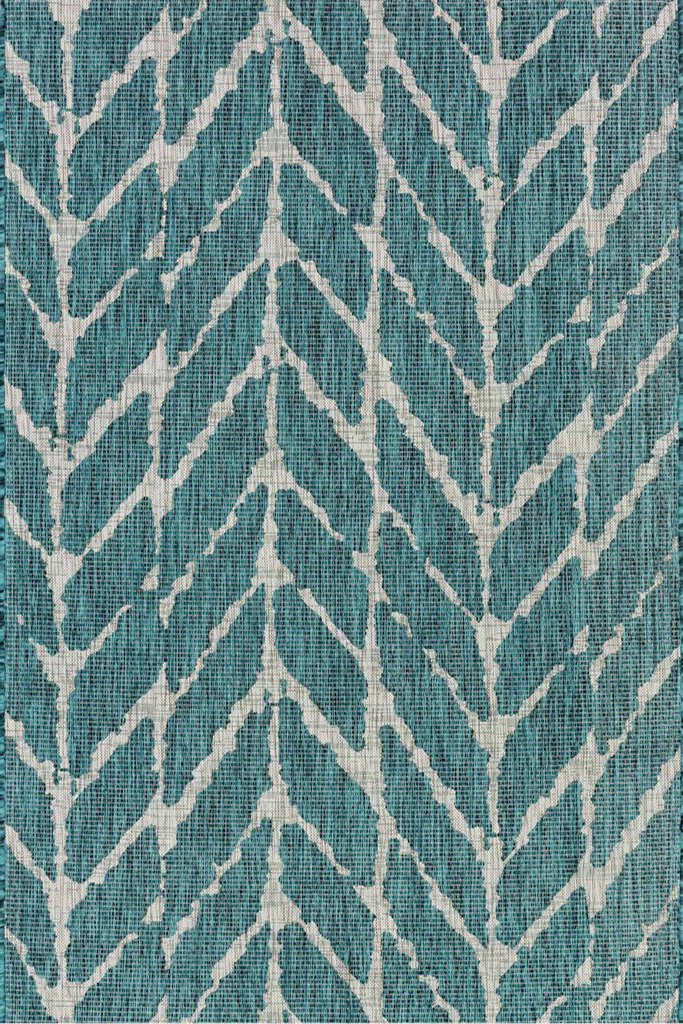 IE-02/5X8/ISLE 5 x 8 Medium Teal and Gray Indoor-Outdoor Rug - Isle-1