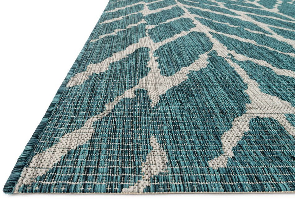 IE-02/5X8/ISLE 5 x 8 Medium Teal and Gray Indoor-Outdoor Rug - Isle-2