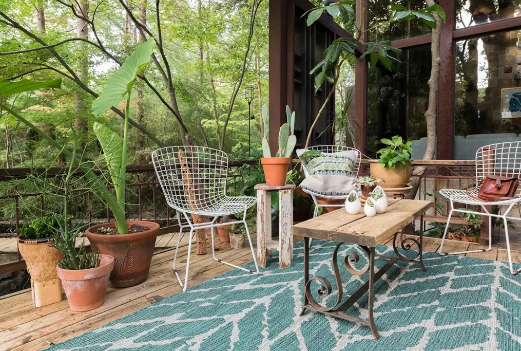 IE-02/5X8/ISLE 5 x 8 Medium Teal and Gray Indoor-Outdoor Rug - Isle-3