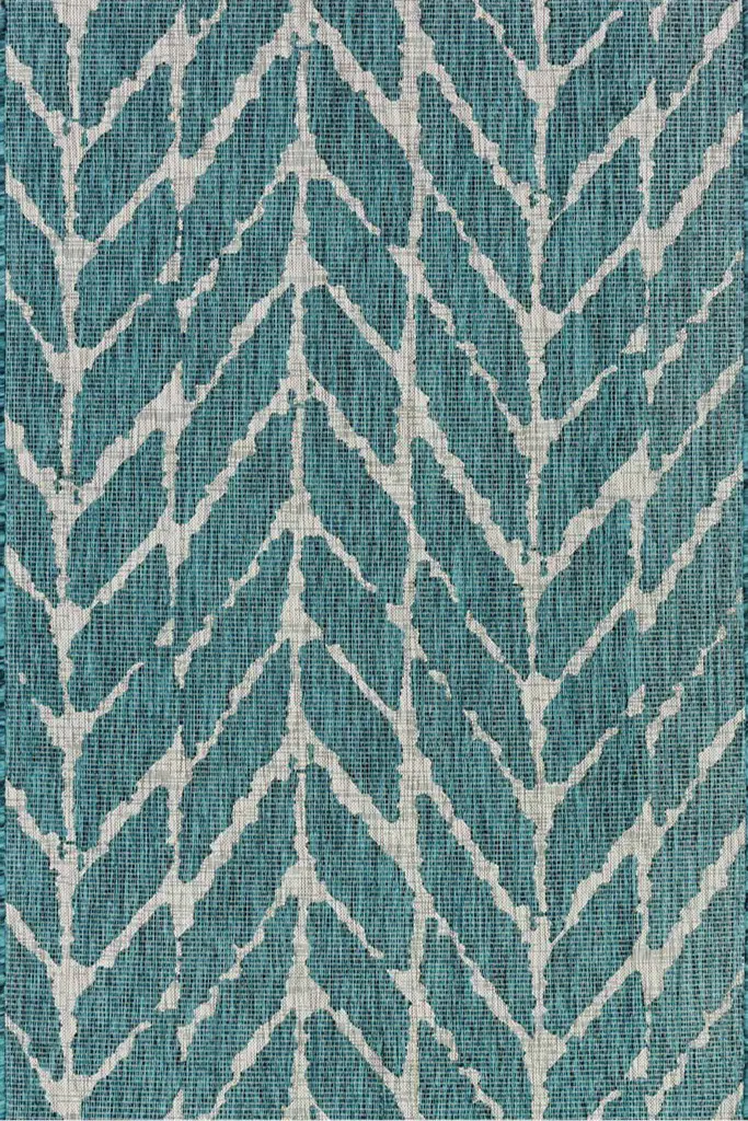 IE-02/8X11/ISLE 8 x 11 Large Teal and Gray Indoor-Outdoor Rug - Isle-1