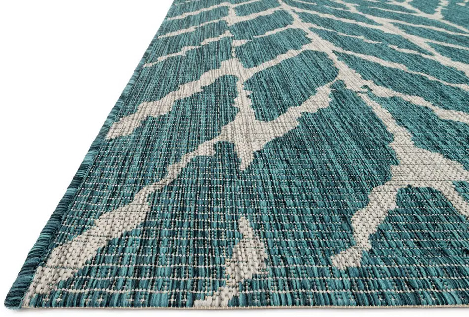IE-02/8X11/ISLE 8 x 11 Large Teal and Gray Indoor-Outdoor Rug - Isle-2