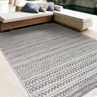 5 x 8 Medium Aegean Gray, Blue, White, and Ivory Indoor-Outdoor Rug - Breeze